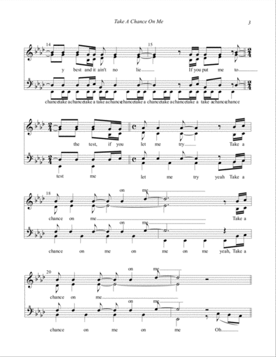 Take A Chance On Me featured in MAMMA MIA! SSAA scores gallery preview page 3