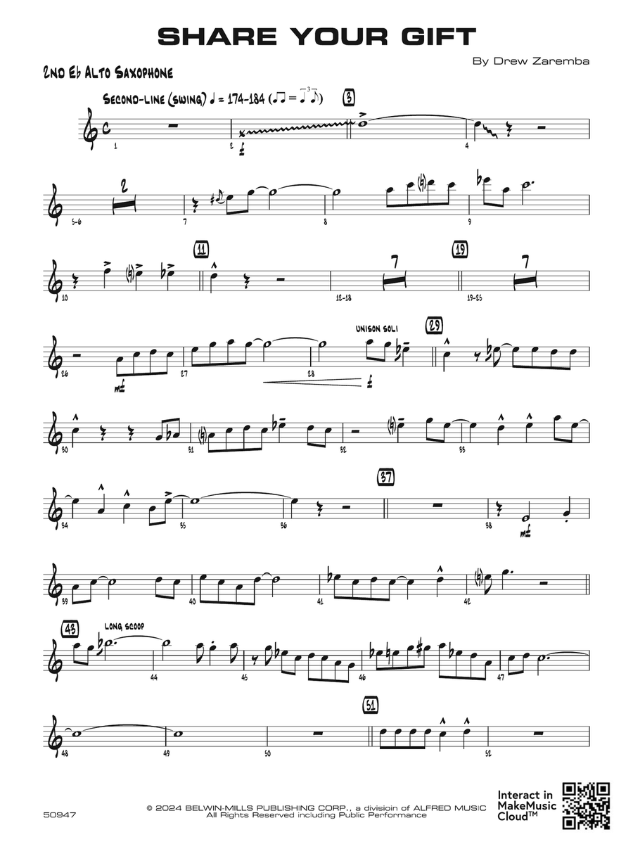 Share Your Gift: 2nd E-flat Alto Saxophone Alto Saxophone scores gallery preview page 1