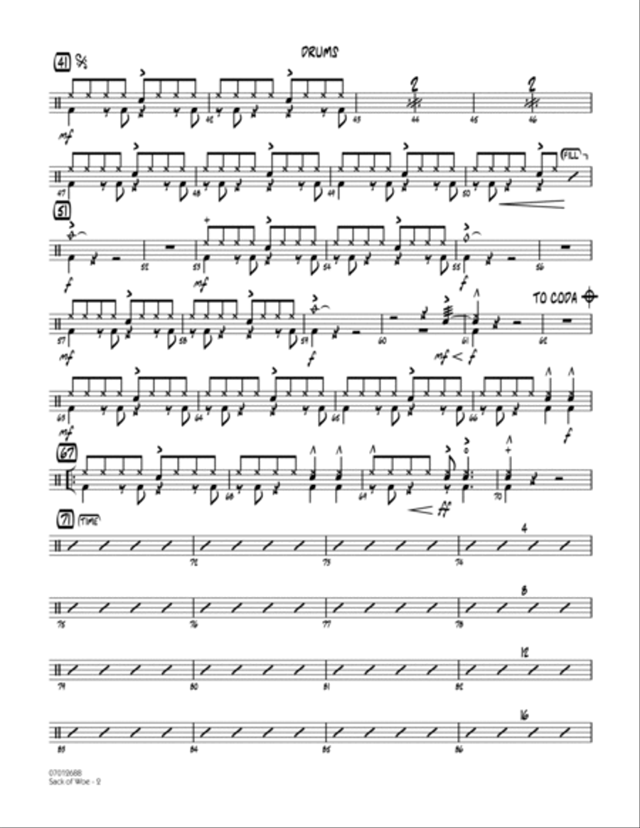 Sack of Woe - Drums Sack of Woe - Drums Drums scores gallery preview page 2