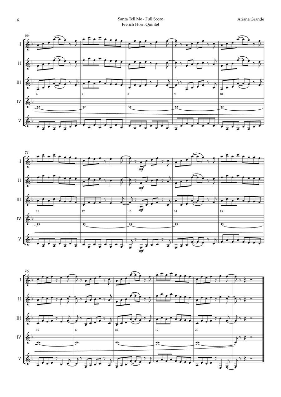 Santa Tell Me Brass Quintet scores gallery preview page 6