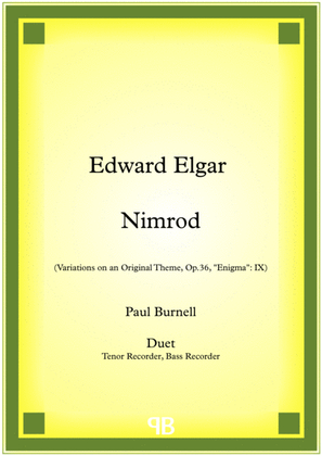 Nimrod, arranged for duet: Tenor and Bass Recorder