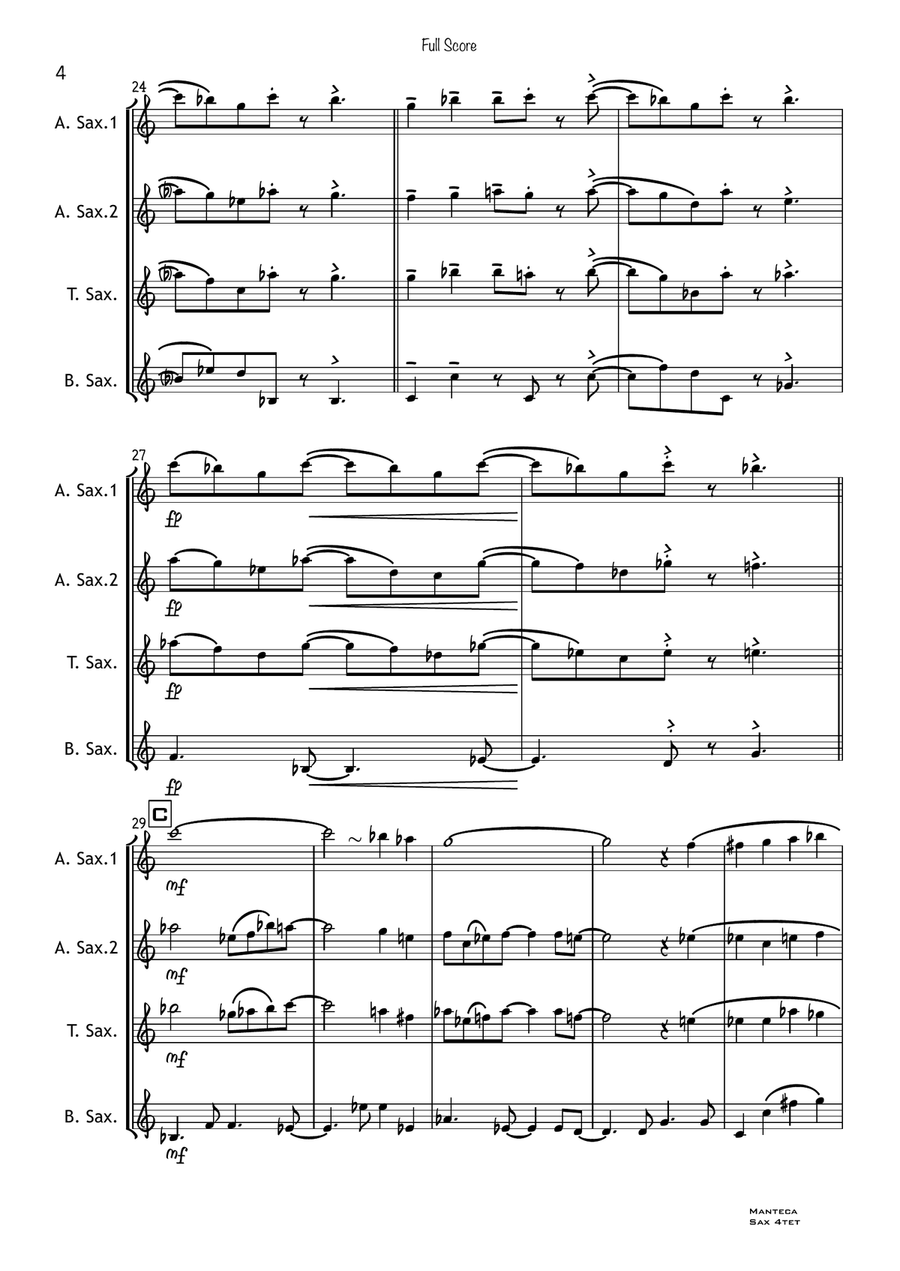 Manteca Saxophone Quartet scores gallery preview page 4