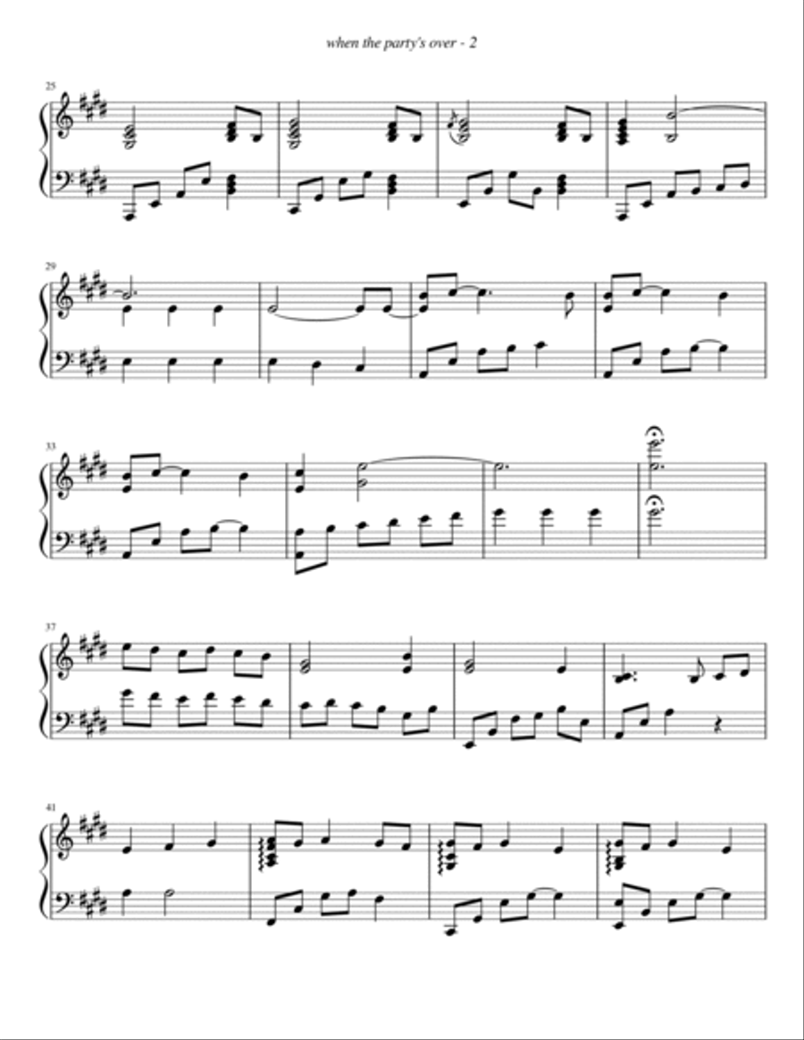 When The Party's Over Piano Solo scores gallery preview page 2