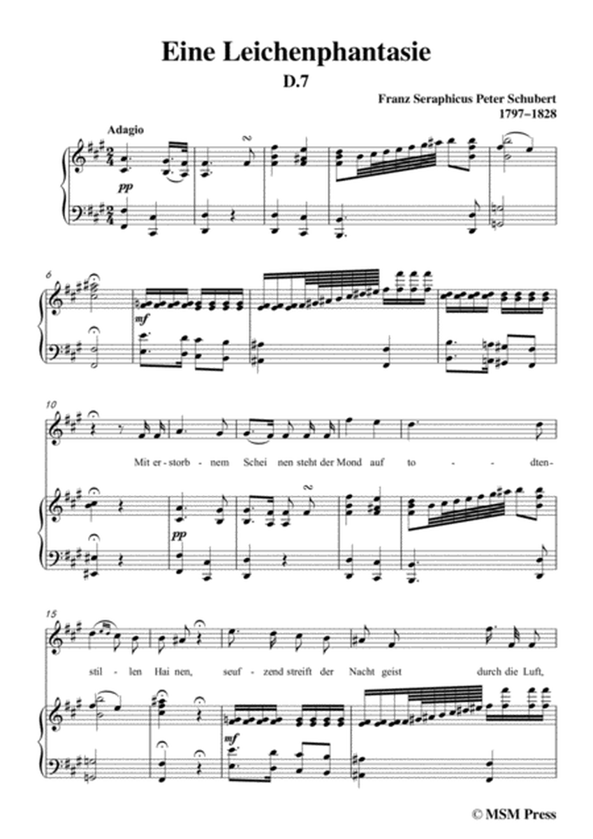 Schubert-Eine Leichenphantasie,D.7,in f sharp minor,for Voice&Piano image number null