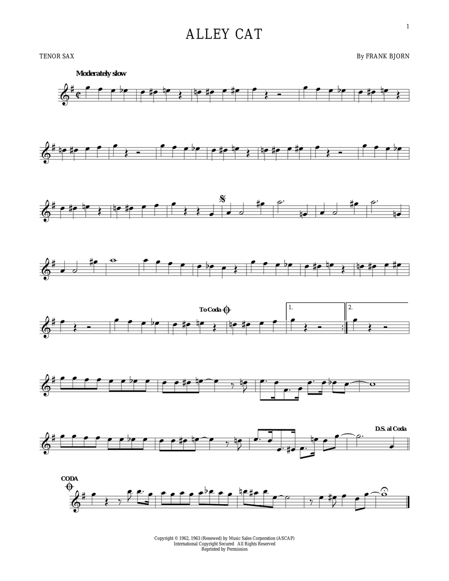 Alley Cat Tenor Saxophone scores gallery preview page 1