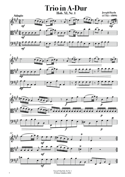 Joseph Haydn Trio in A major Hob. XI, No 1