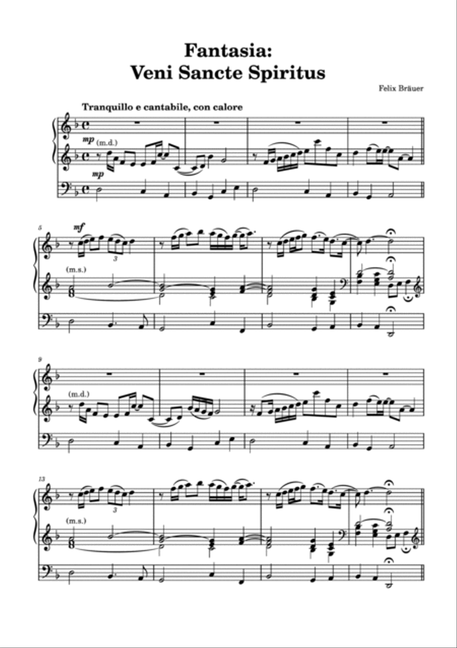 Felix Bräuer: Ausgewählte Orgelwerke zu Pfingsten - Pentecost Collection Organ Solo scores gallery preview page 6