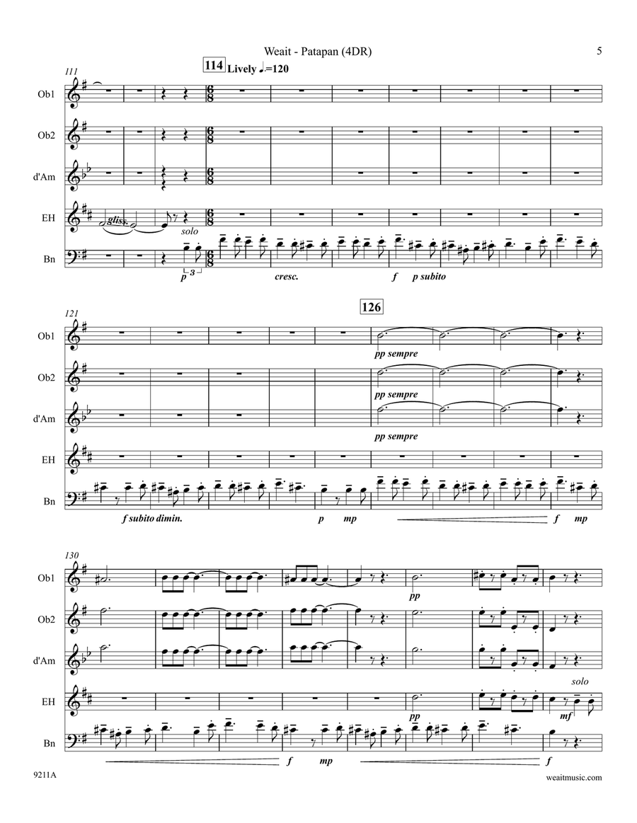Patapan for 4 double reeds (3’12) Woodwind Quartet scores gallery preview page 5