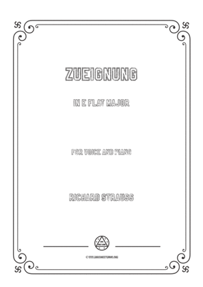 Book cover for Richard Strauss-Zueignung in E flat Major,for Voice and Piano