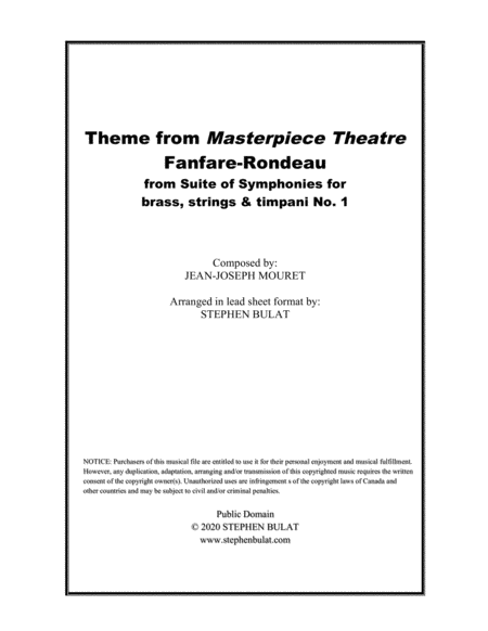 Rondeau (Theme from Masterpiece Theatre) - Lead sheet (key of Ab)