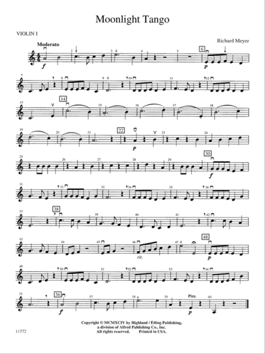 Moonlight Tango: 1st Violin String Orchestra scores gallery preview page 1