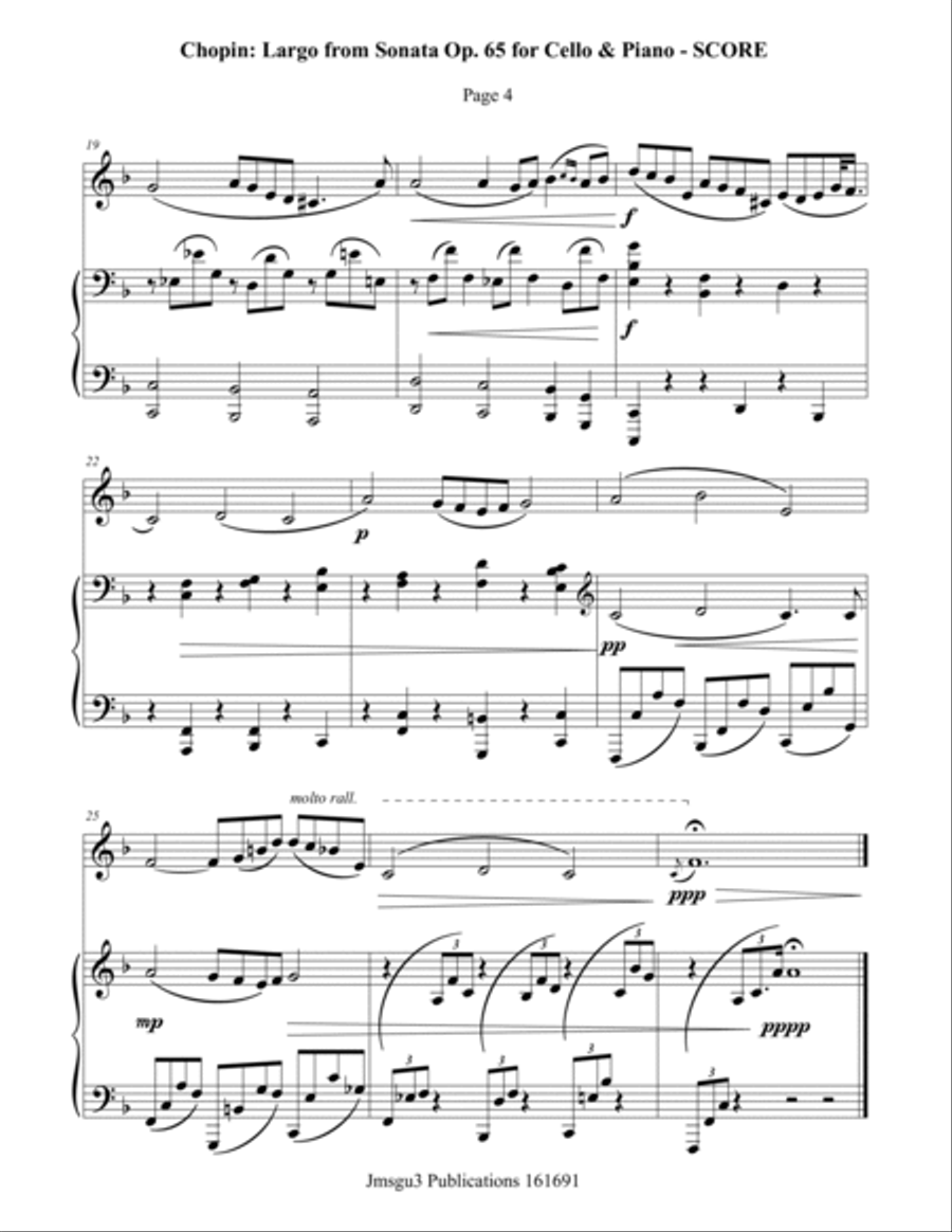 Chopin: Largo from Op. 65 for Cello & Piano Piano scores gallery preview page 4