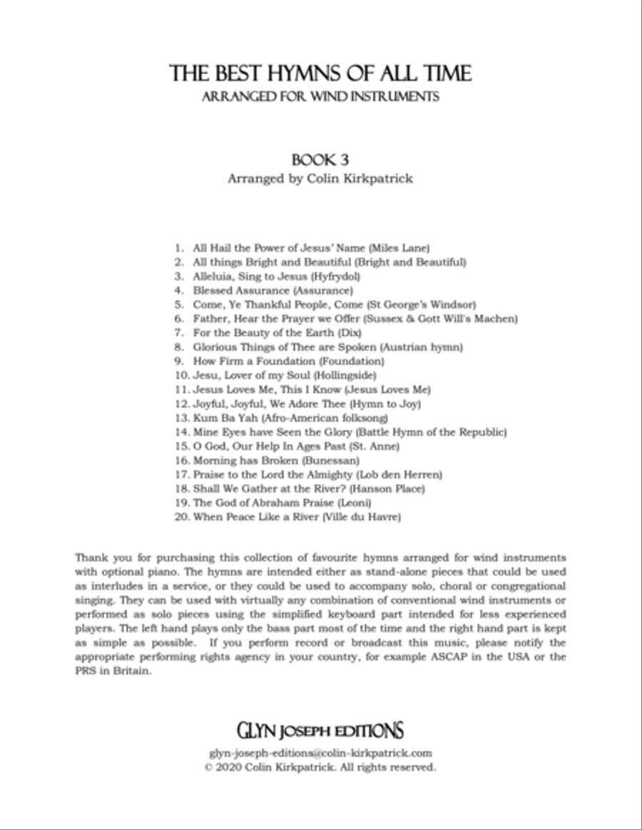 The Best Hymns of All Time (for Wind Instruments) Book 3 Concert Band scores gallery preview page 2
