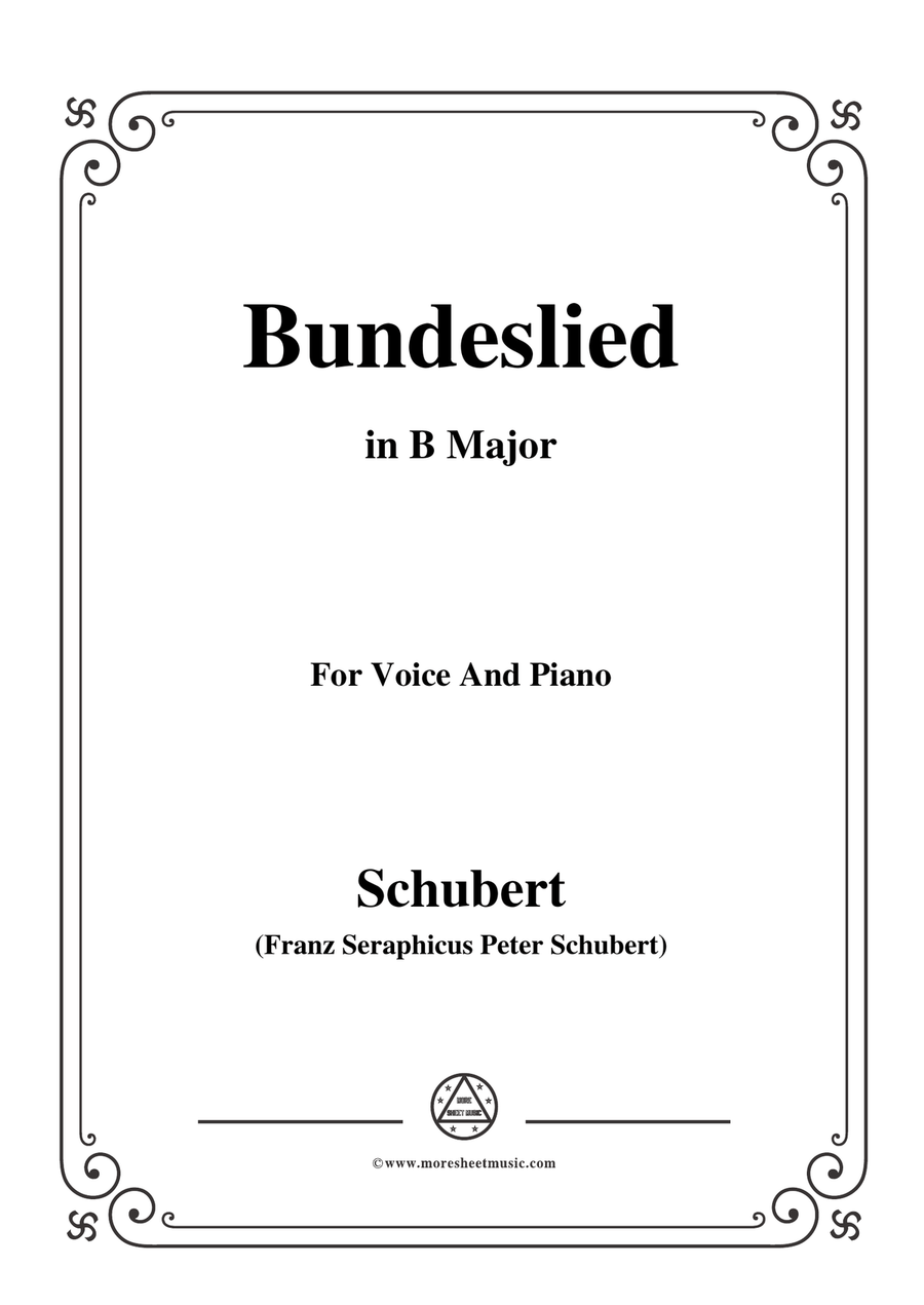 Schubert-Bundeslied,in B Major,for Voice&Piano