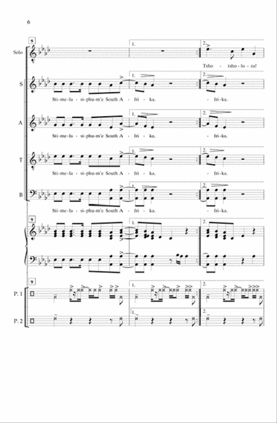 Tshotsholoza (SATB) Divisi scores gallery preview page 5