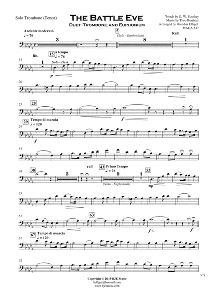 The Battle Eve Duet - Trombone and Euphonium with Concert Band Accompaniment Score and Parts PDF image number null