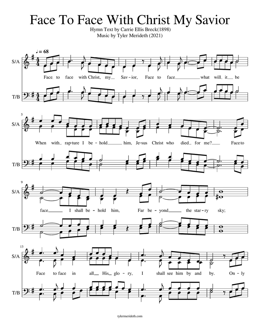 Face To Face With Christ My Savior 4-Part scores gallery preview page 1