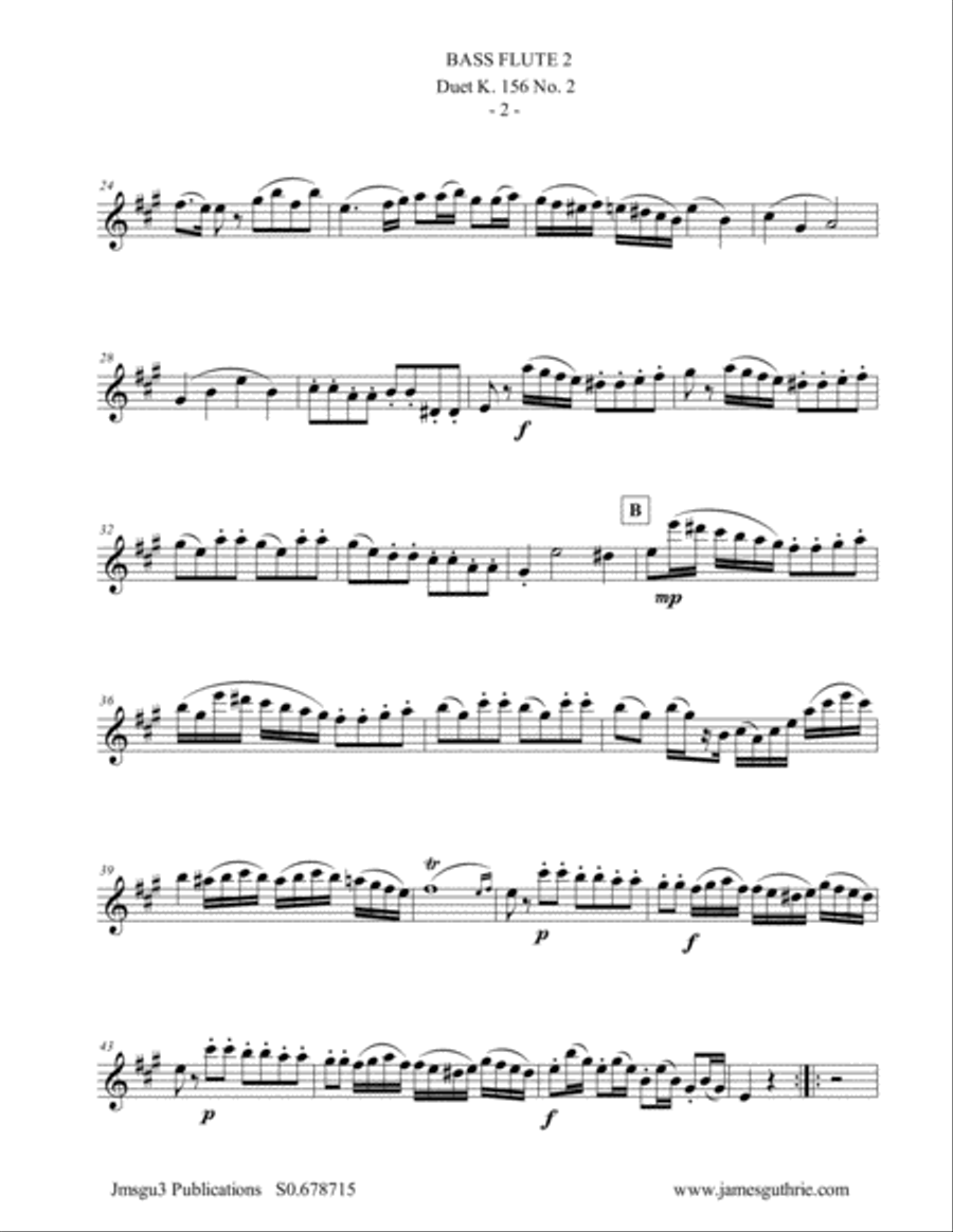 Mozart: Duet K. 156 No. 2 for Bass Flute Duo Flute Duet scores gallery preview page 2