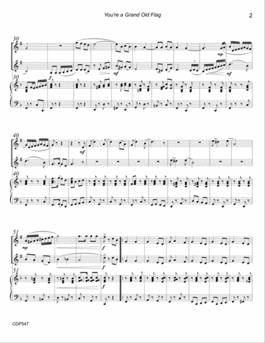 YOU'RE A GRAND OLD FLAG (George M. Cohan) for CLARINET DUET with Piano Accompaniment Clarinet Duet scores gallery preview page 2
