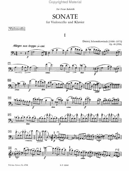 Sonata, Op. 40 - Cello and Piano