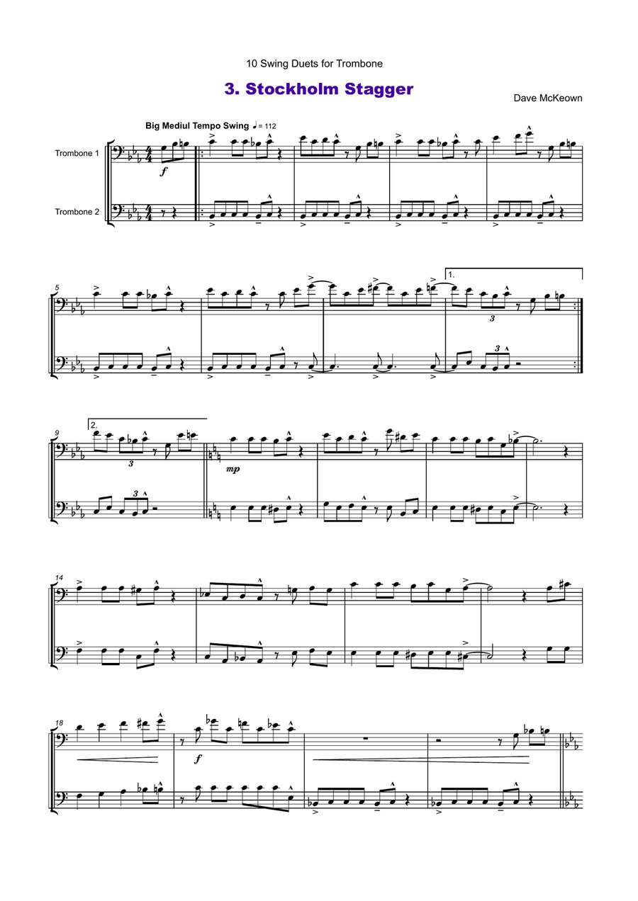 10 Swing Duets for Trombone Trombone Duet scores gallery preview page 4