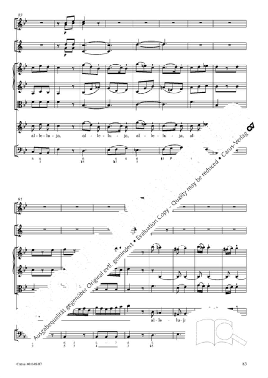 Regina coeli in B-Flat Major, K. 127 4-Part scores gallery preview page 84