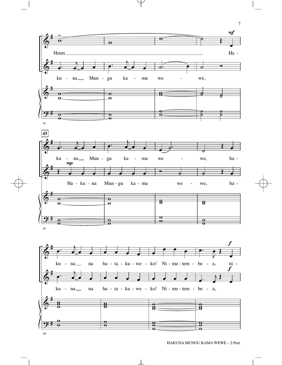 Hakuna Mungu Kama Wewe 2-Part scores gallery preview page 5