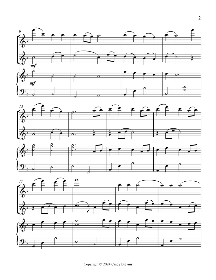 While Shepherds Watched Their Flocks, for Flute, Oboe and Piano Woodwind Duet scores gallery preview page 3