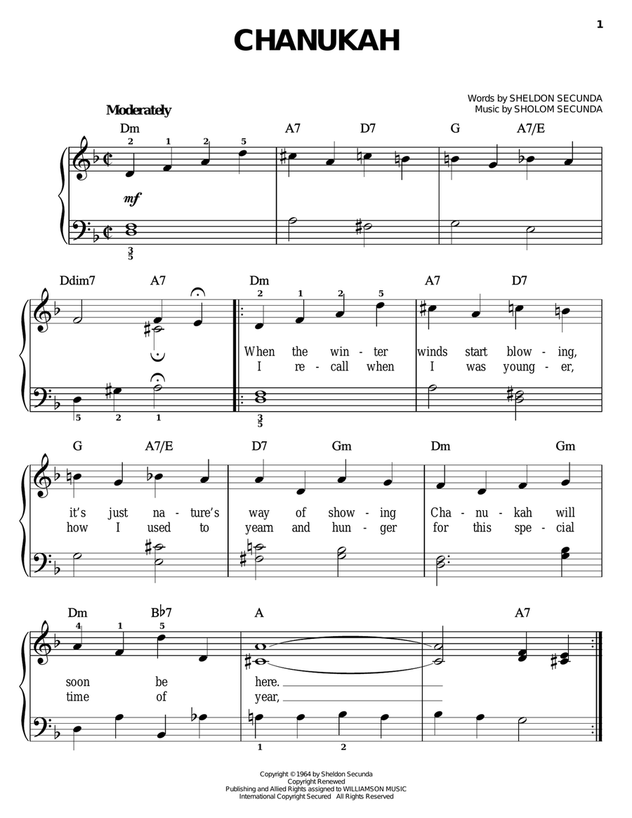 Chanukah Easy Piano scores gallery preview page 1