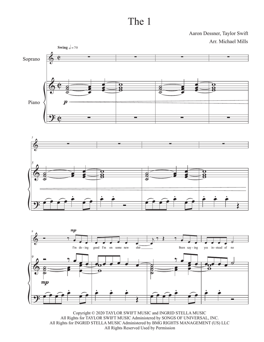 The 1 Piano, Vocal scores gallery preview page 1