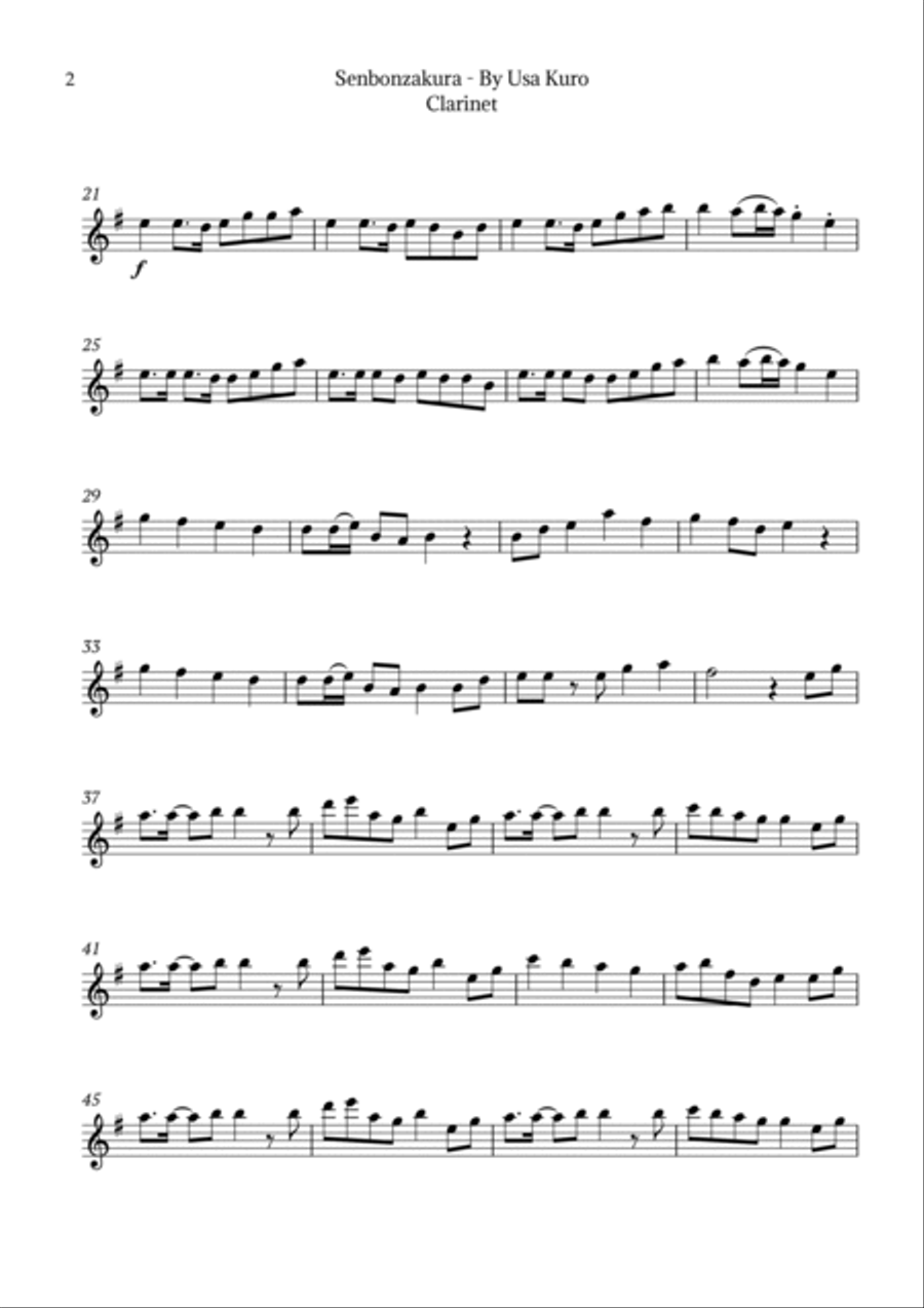 Senbonzakura Clarinet Solo scores gallery preview page 2