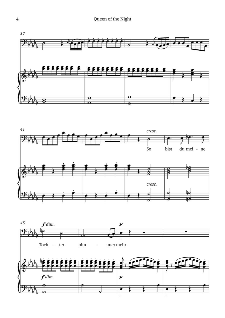 Queen of the Night (aria) - for BASS in Bb minor Chamber Music scores gallery preview page 4