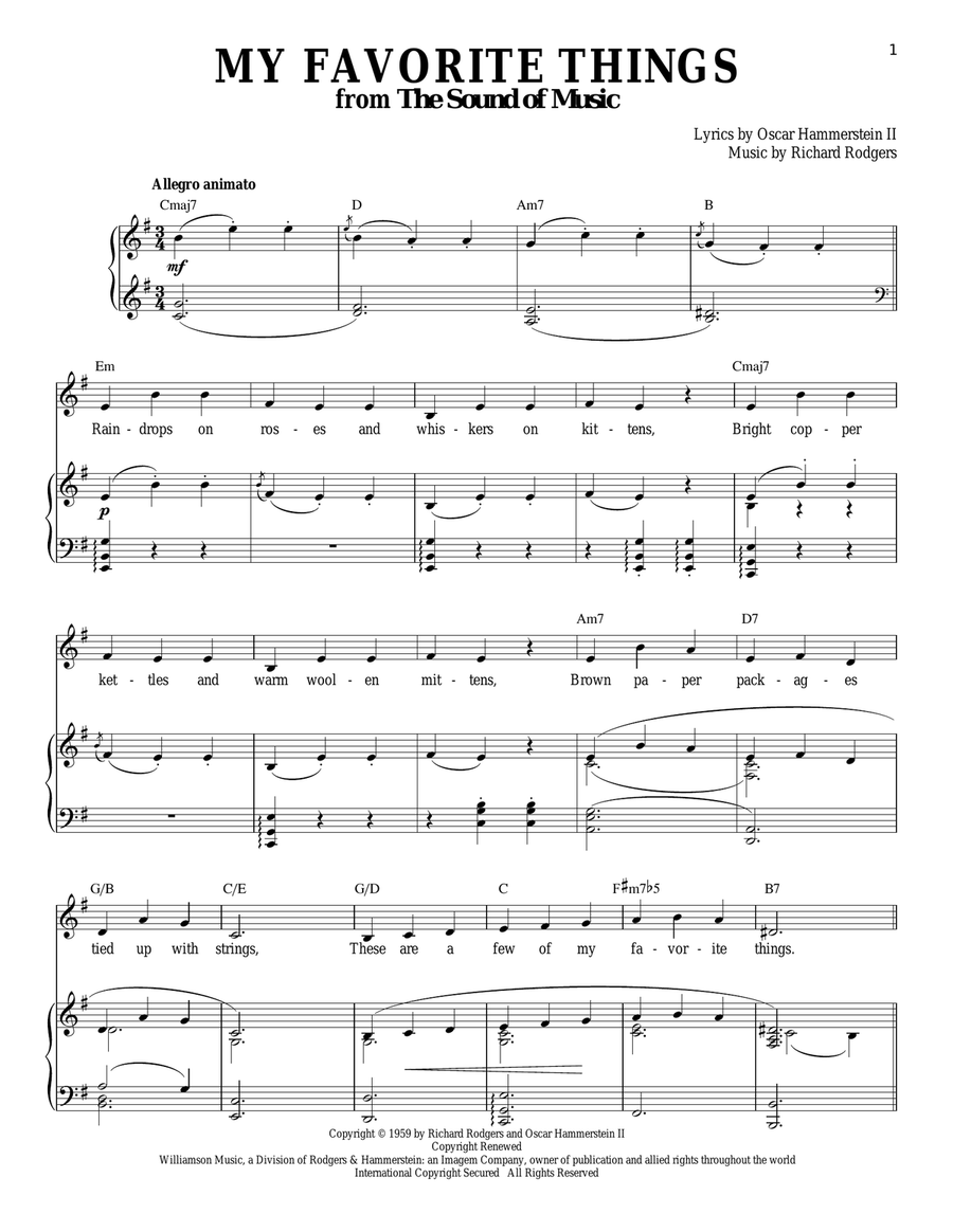 My Favorite Things Piano, Vocal scores gallery preview page 1