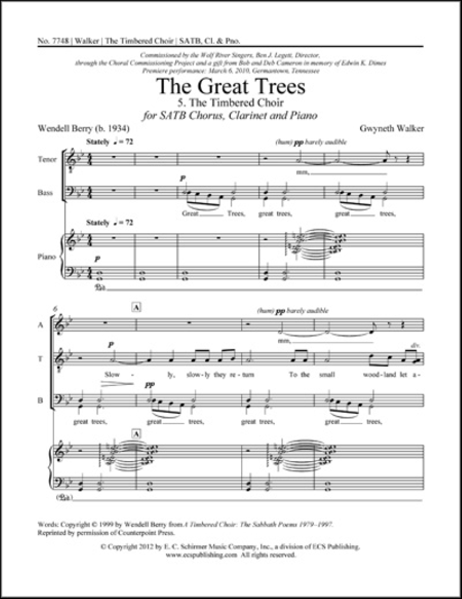 The Great Trees: 5. The Timbered Choir 4-Part scores gallery preview page 1
