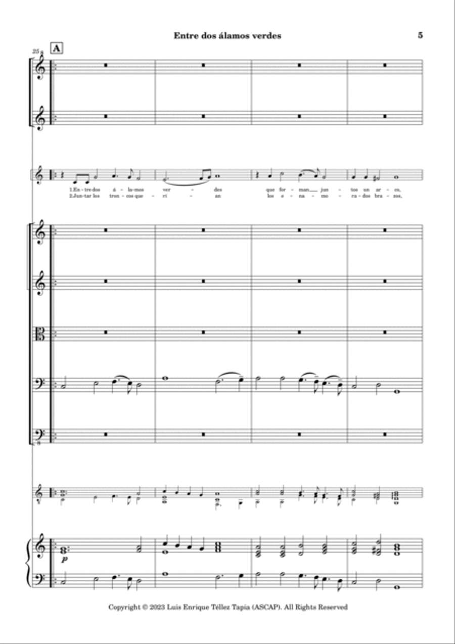 Entre dos álamos verdes (Between two green poplars) Chamber Music scores gallery preview page 5