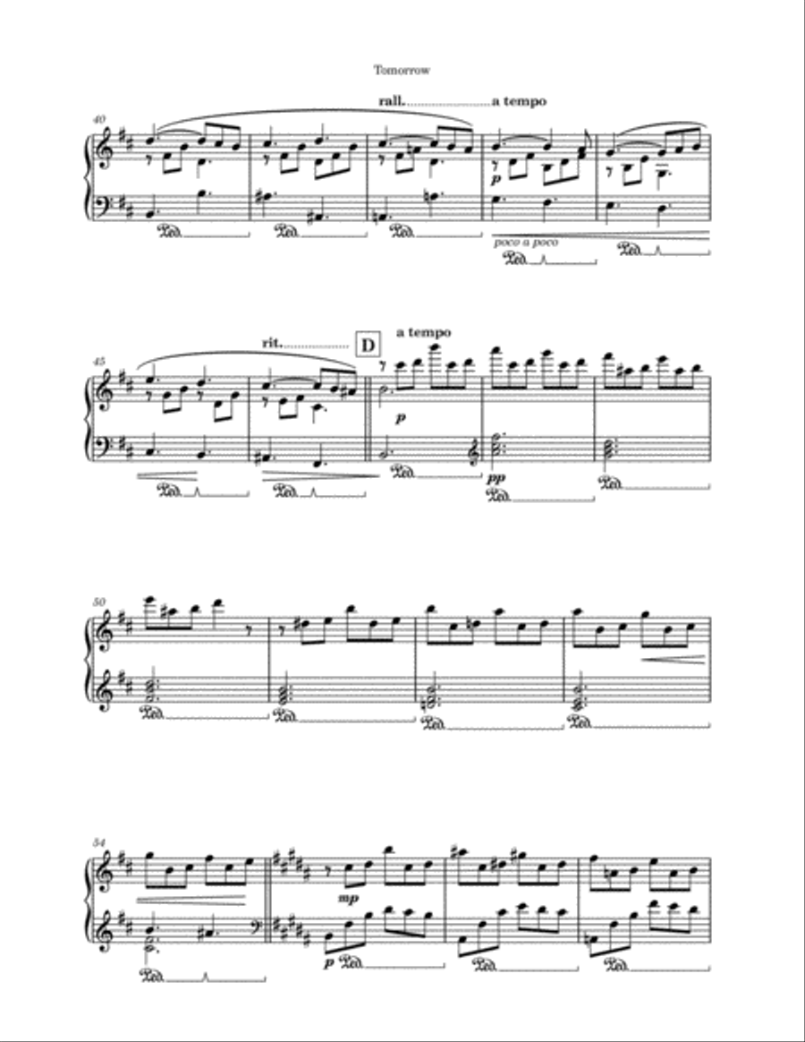 Tomorrow Piano Solo scores gallery preview page 4