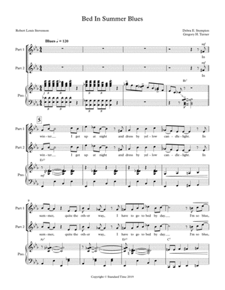 Bed In Summer Blues for 2-part Treble Children's Chorus (SS/SA) with Piano Accompaniment [Robert Lou