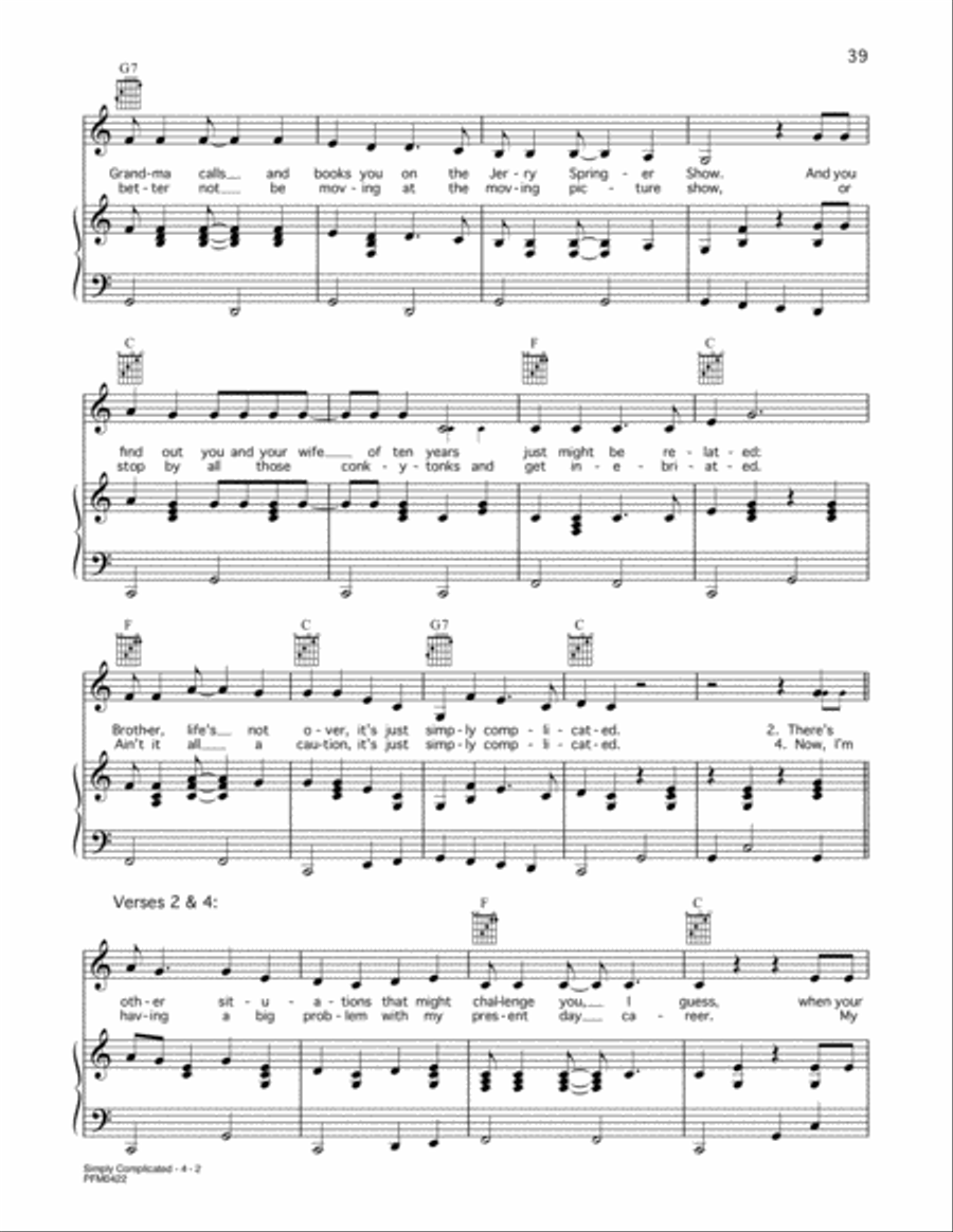 Simply Complicated Piano, Vocal, Guitar scores gallery preview page 2