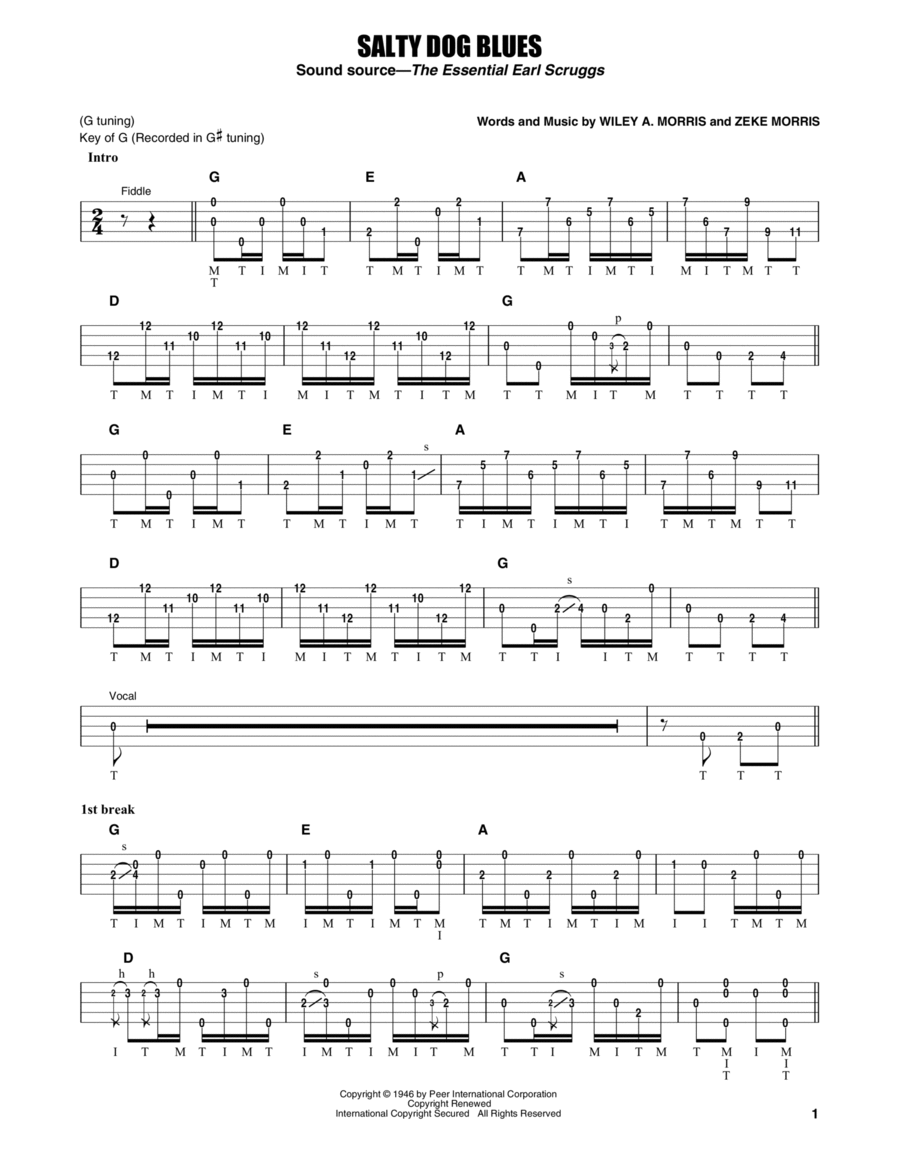 Salty Dog Blues Banjo scores gallery preview page 1