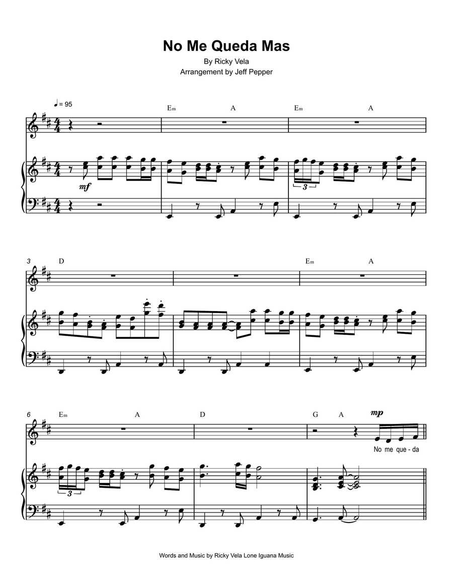No Me Queda Mas Voice scores gallery preview page 1