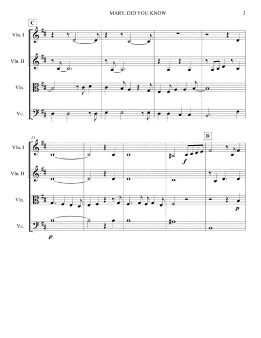 Mary, Did You Know? Mary, Did You Know? String Quartet scores gallery preview page 3