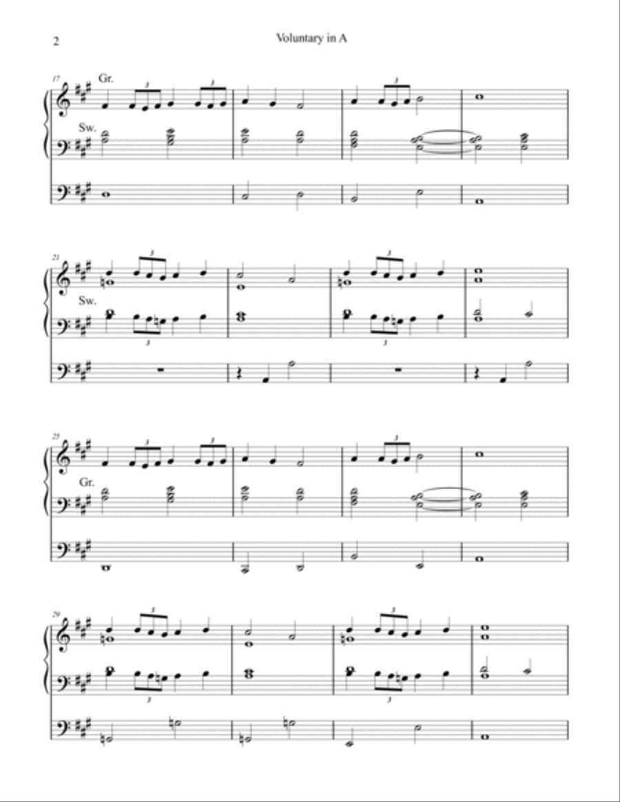 Voluntary in A, organ work by Phil Lehenbauer Organ Solo scores gallery preview page 3