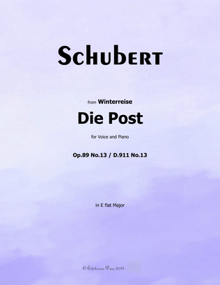 Die Post, by Schubert, Op.89(D.911) No.13, in E flat Major