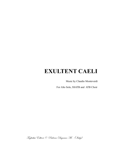 EXULTENT CÆLI - Monteverdi - For Alto Solo, SSATB and ATB Choir and Organ image number null