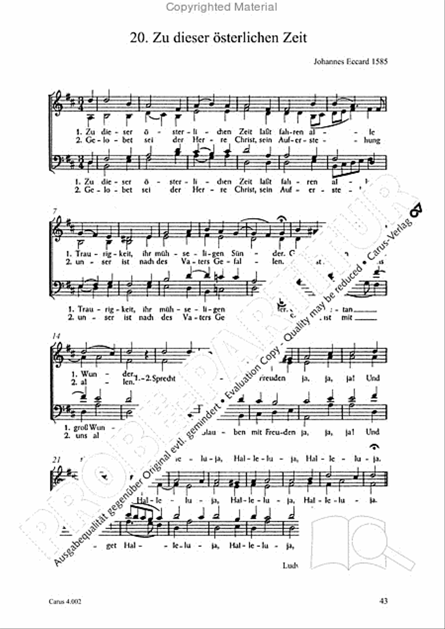 Eccard: 29 Choralbearbeitungen Collection / Songbook scores gallery preview page 44