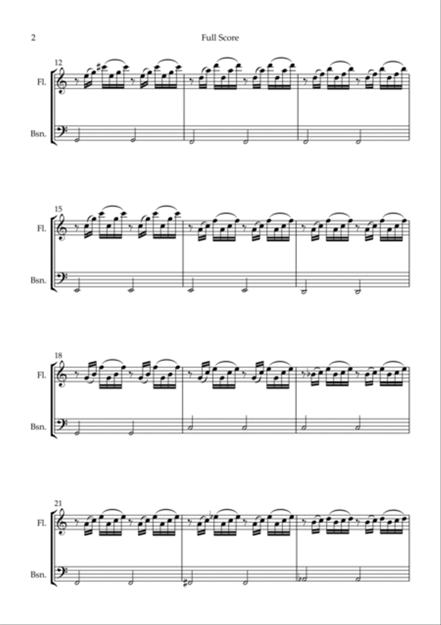 Prelude 1 in C Major BWV 846 (from Well-Tempered Clavier Book 1) for Flute & Bassoon Duo Woodwind Duet scores gallery preview page 2
