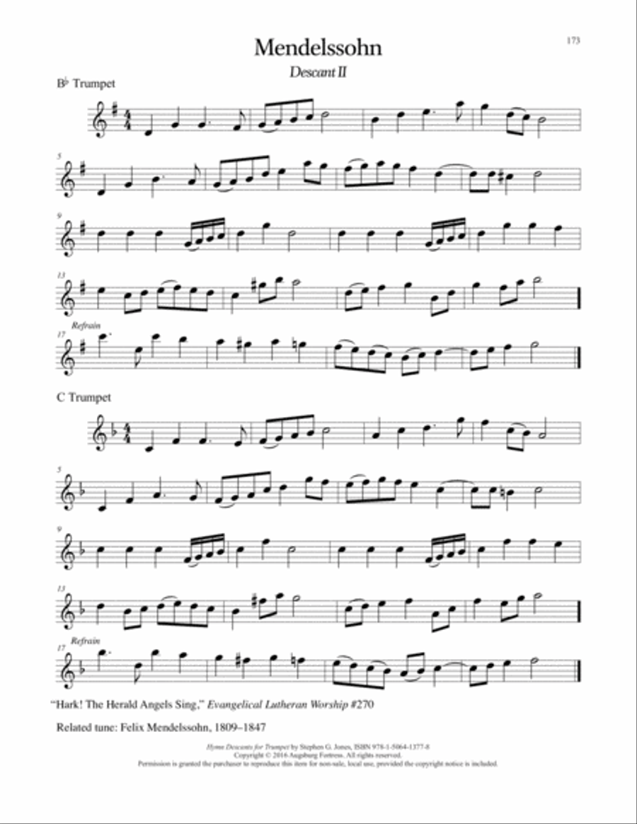 Hymn Descants for Trumpet C Trumpet scores gallery preview page 174