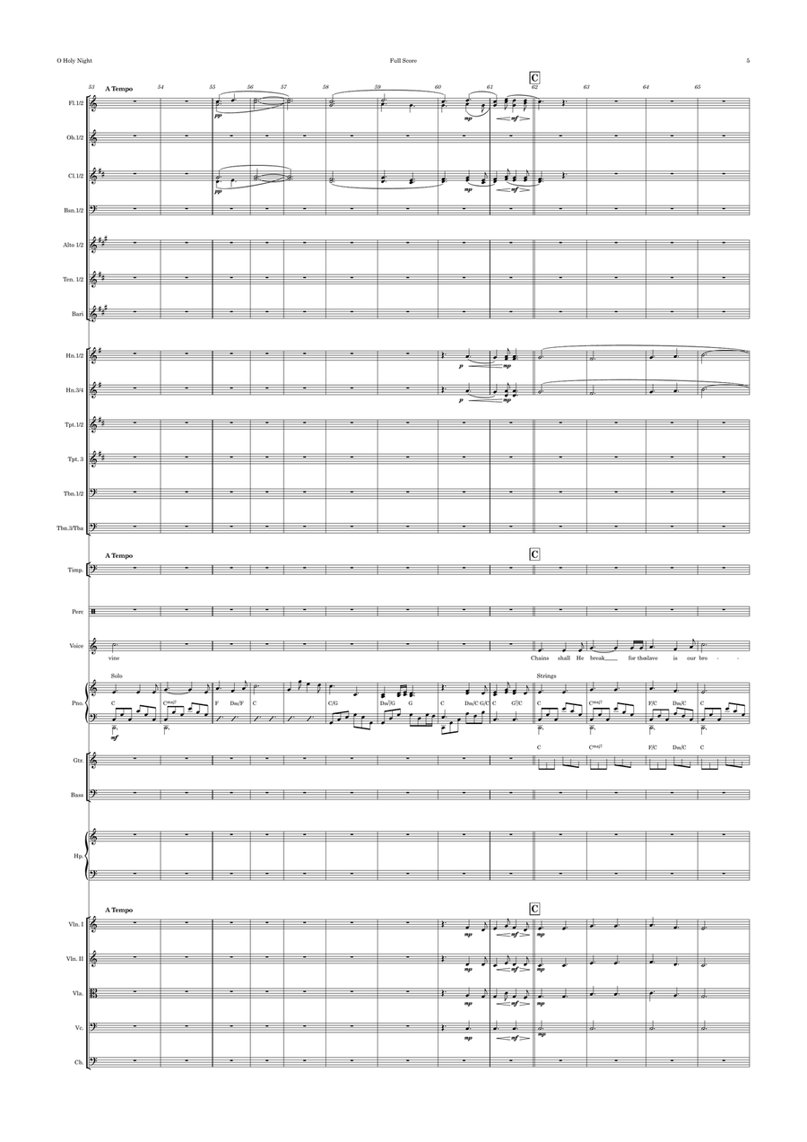 O Holy Night (ala Josh Groban) Voice and Orchestra Key of C Full Orchestra scores gallery preview page 5