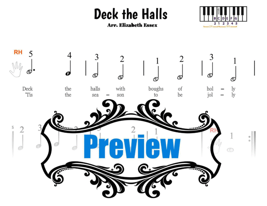 Deck the Halls - Pre-staff Combo - Finger Number / Alpha Notes image number null
