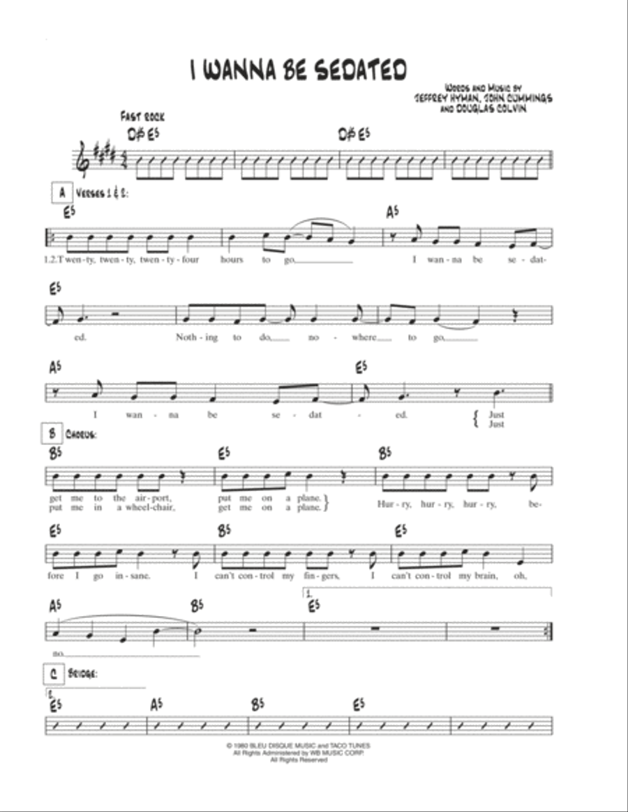 I Wanna Be Sedated School and Community scores gallery preview page 1